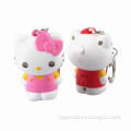 Kitty cat LED flashlight keychain, made of plastic (ABS)